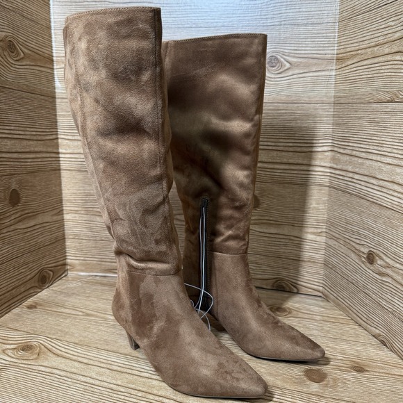Universal Thread Kendra Boots Sz 7.5 Kitten Heel 18" Tall Dress Chestnut Brown - Picture 3 of 13